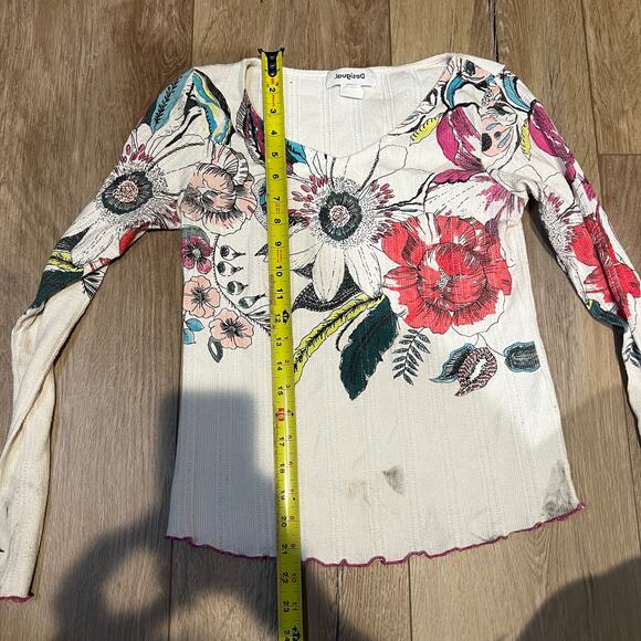 DESINGUAL Women's Ribbed Floral Top Size M - Picture 7 of 12